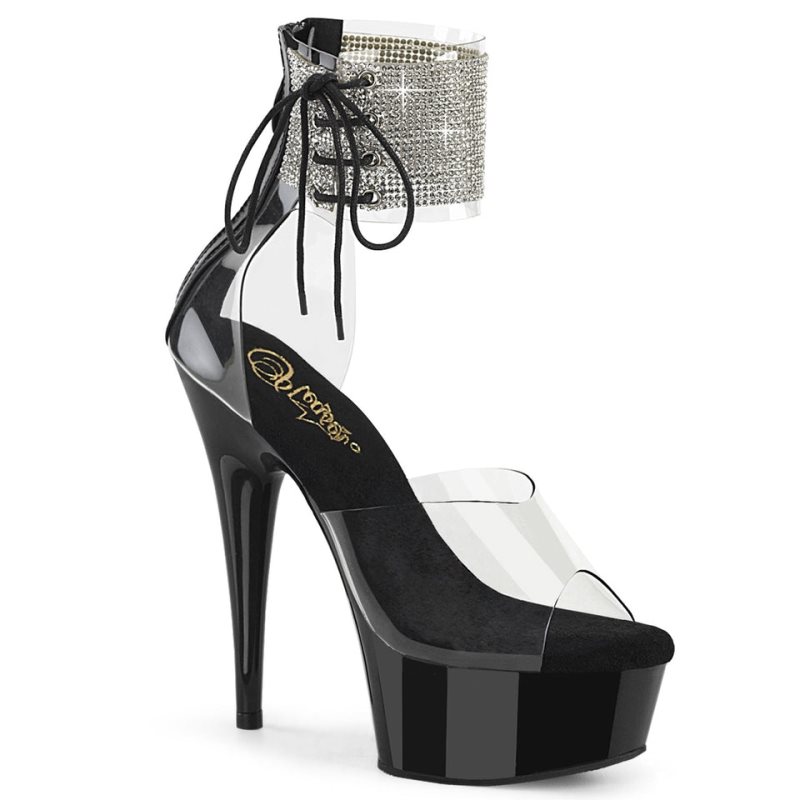 Pleaser Delight-624RS Donna Scarpe Pole Dance Nere | ITALIA ITQLKVYD