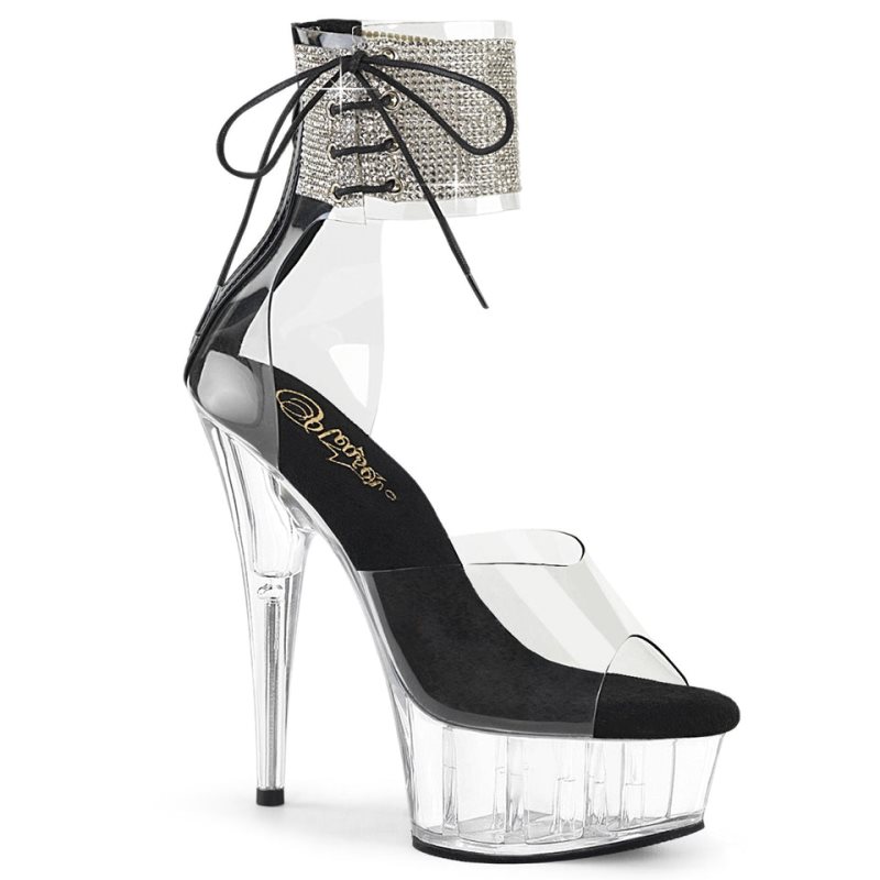 Pleaser Delight-624RS Donna Scarpe Pole Dance Nere | ITALIA ITVBOFNU
