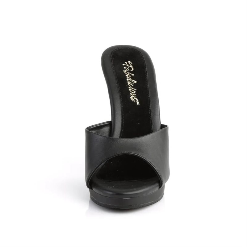Pleaser Flair-401-2 Vegan Leather Donna Ciabatte Con Plateau Nere | ITALIA ITXYPQNF