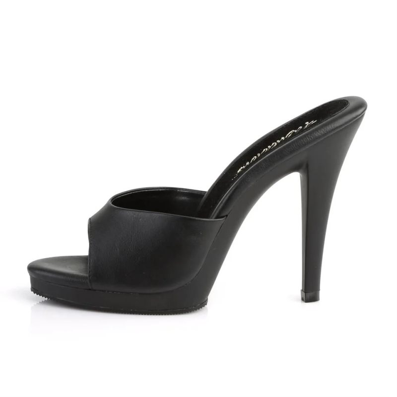 Pleaser Flair-401-2 Vegan Leather Donna Ciabatte Con Plateau Nere | ITALIA ITXYPQNF