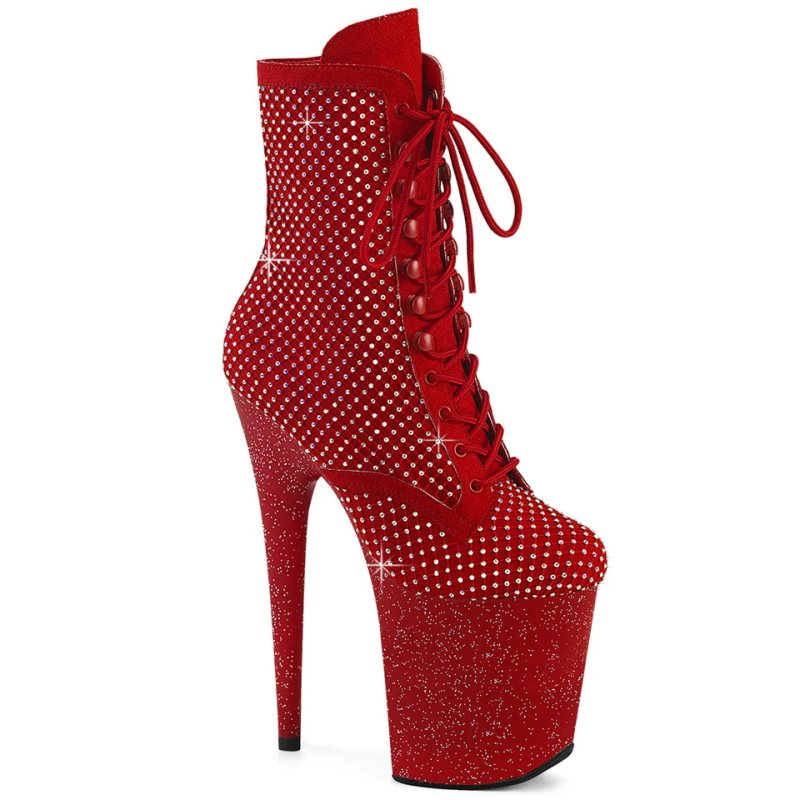 Pleaser Flamingo-1020RM Faux Suede Donna Scarpe Pole Dance Rosse Rosse | ITALIA ITHWLPMO