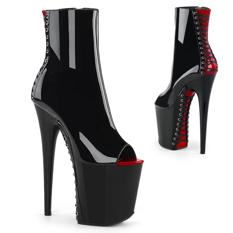 Pleaser Flamingo-1025 Donna Scarpe Pole Dance Rosse Nere | ITALIA ITSEGMYW