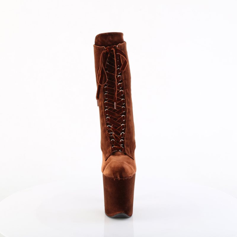 Pleaser Flamingo-1045VEL Donna Scarpe Pole Dance Marroni Scuro | ITALIA ITKLQMYV