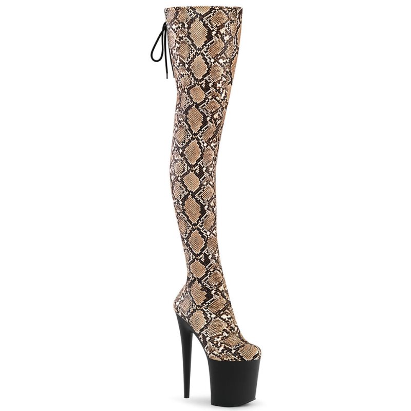 Pleaser Flamingo-3008SP-BT Snake Donna Scarpe Pole Dance Marroni Nere | ITALIA ITFPRKXT