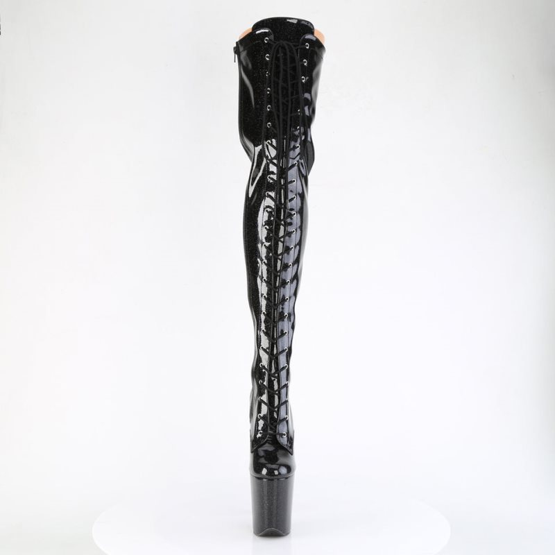 Pleaser Flamingo-3020GP Glitter Donna Scarpe Pole Dance Nere | ITALIA ITQPGBOV