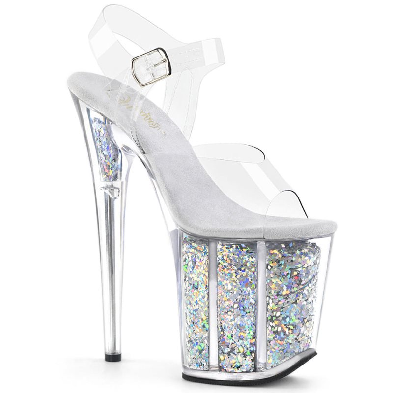 Pleaser Flamingo-808GF Donna Scarpe Pole Dance Argento | ITALIA ITQZWAID
