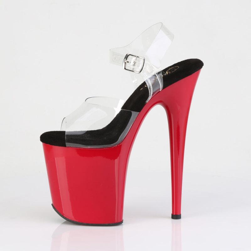 Pleaser Flamingo-808 Donna Scarpe Pole Dance Nere Rosse | ITALIA ITLWIFPU