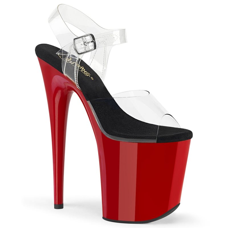 Pleaser Flamingo-808 Donna Scarpe Pole Dance Nere Rosse | ITALIA ITLWIFPU