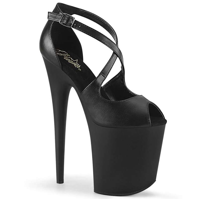 Pleaser Flamingo-821 Vegan Leather Donna Scarpe Pole Dance Nere | ITALIA ITAJRUSY