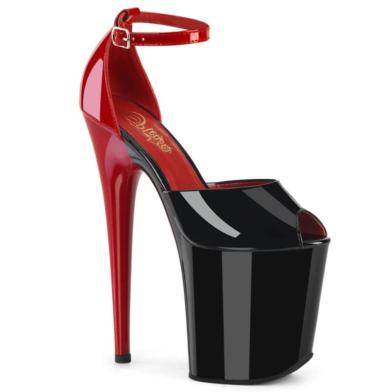 Pleaser Flamingo-868 Donna Scarpe Pole Dance Nere Rosse | ITALIA ITAIOSJB