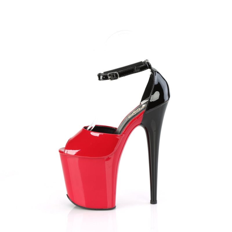Pleaser Flamingo-868 Donna Scarpe Pole Dance Rosse Nere | ITALIA ITHTMSPG