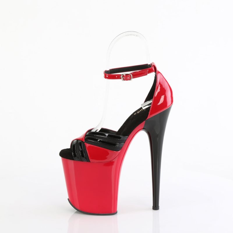Pleaser Flamingo-884 Donna Scarpe Pole Dance Rosse Nere | ITALIA ITLEWAGR