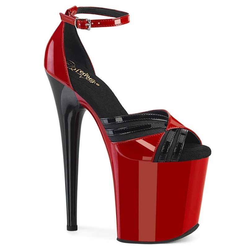 Pleaser Flamingo-884 Donna Scarpe Pole Dance Rosse Nere | ITALIA ITLEWAGR