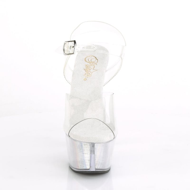 Pleaser Flashdance-608CH Hologram Donna Scarpe Pole Dance Argento | ITALIA ITQTGDZL