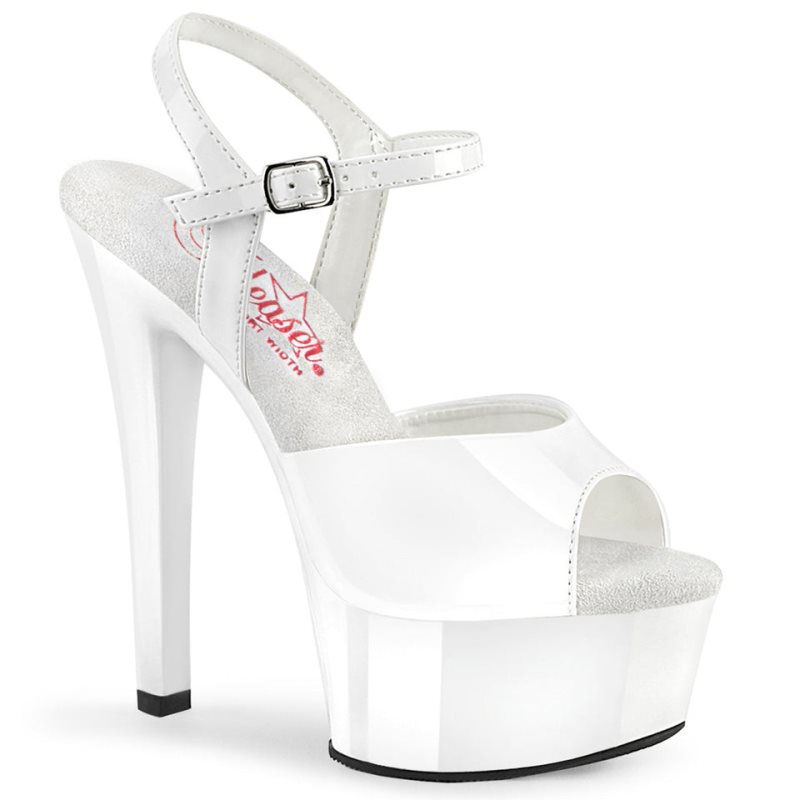 Pleaser Gleam-609 Donna Scarpe Pole Dance Bianche | ITALIA ITWXRQCK