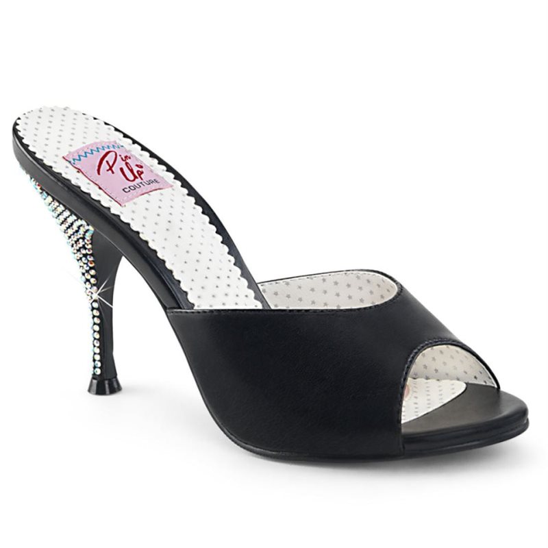Pleaser Monroe-05 Vegan Leather Donna Ciabatte Nere | ITALIA ITNJSFHA