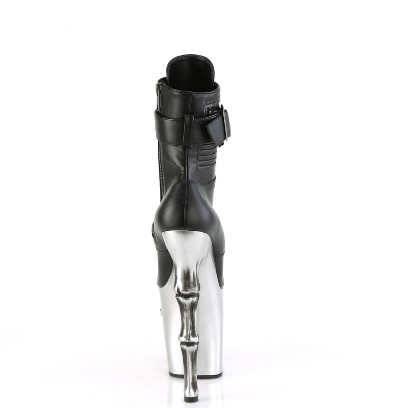 Pleaser Rapture-1020STR-LT Vegan Leather Donna Scarpe Pole Dance Nere Argento | ITALIA ITFSVRWD