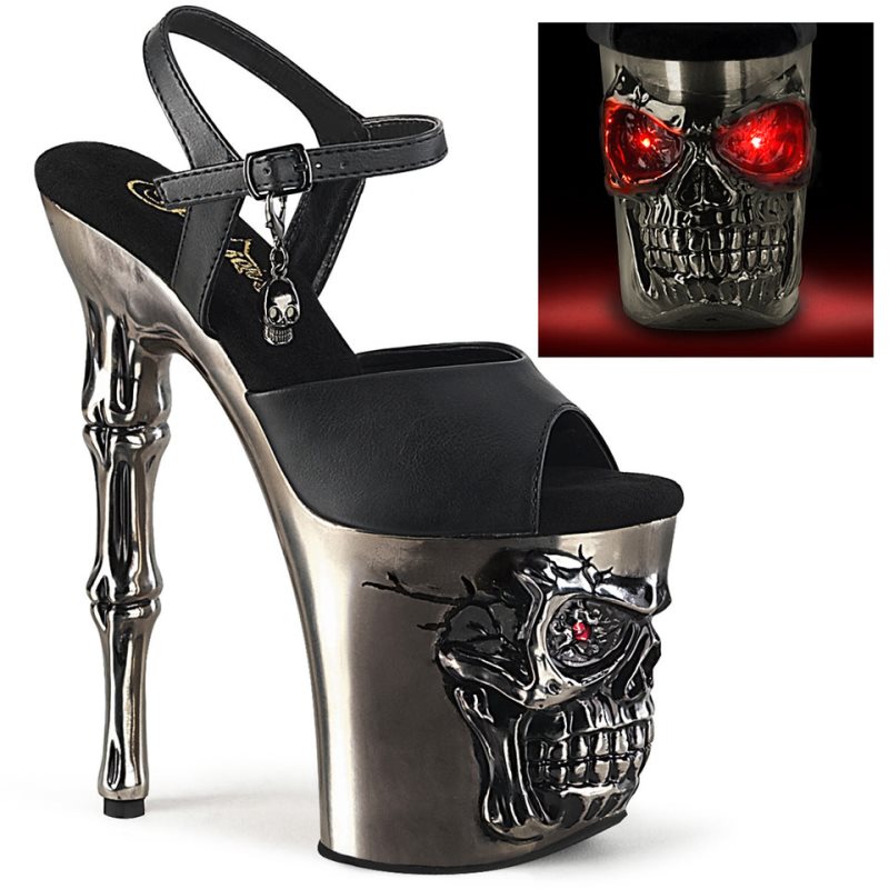 Pleaser Rapture-809-LT Faux Leather Donna Scarpe Pole Dance Nere Grigie | ITALIA ITXEMIVC