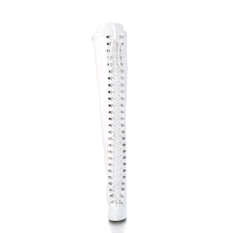 Pleaser Seduce-3024 Donna Scarpe Pole Dance Bianche | ITALIA ITZQRDAC