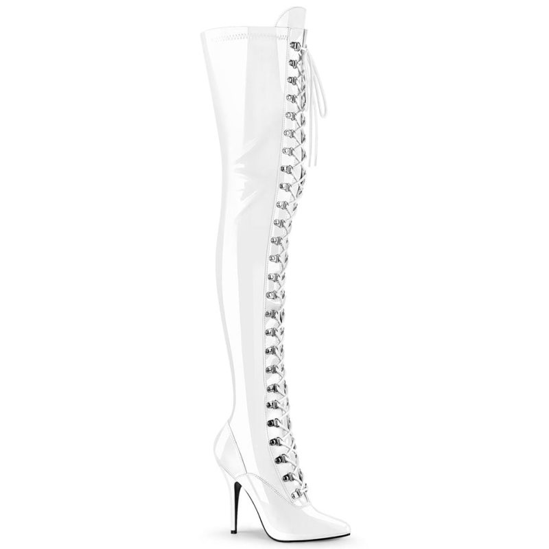 Pleaser Seduce-3024 Donna Scarpe Pole Dance Bianche | ITALIA ITZQRDAC