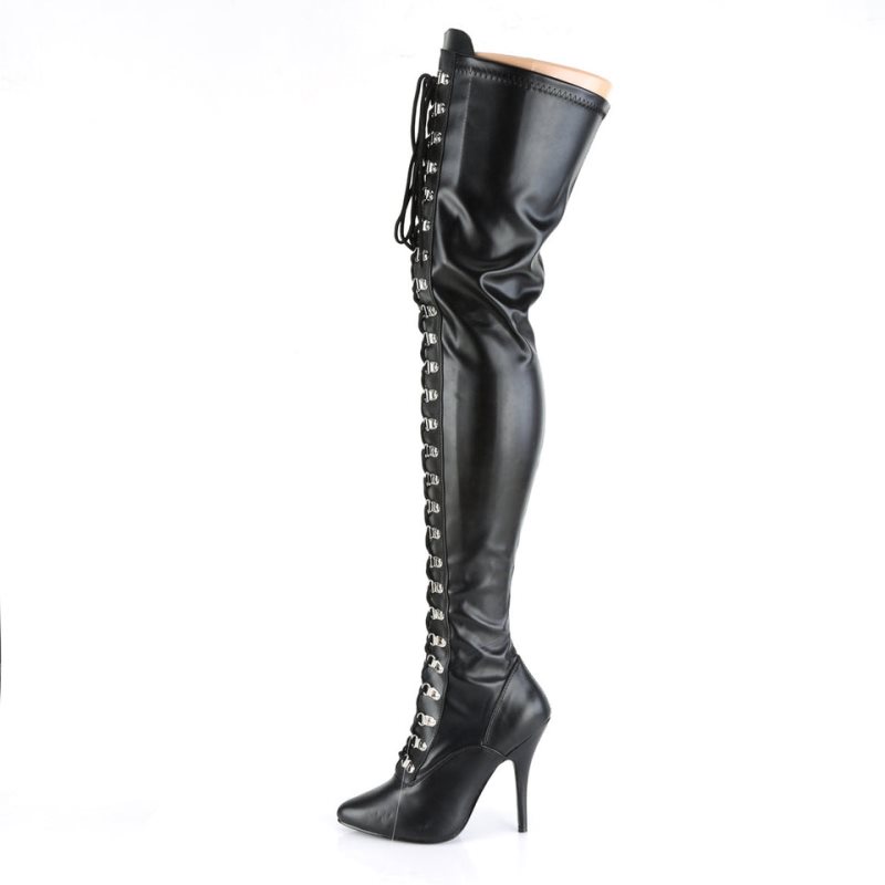 Pleaser Seduce-3024 Vegan Leather Donna Scarpe Pole Dance Nere | ITALIA ITBVULOI