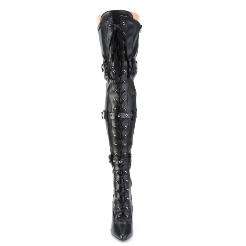 Pleaser Seduce-3028 Vegan Leather Donna Scarpe Pole Dance Nere | ITALIA ITYLABJR