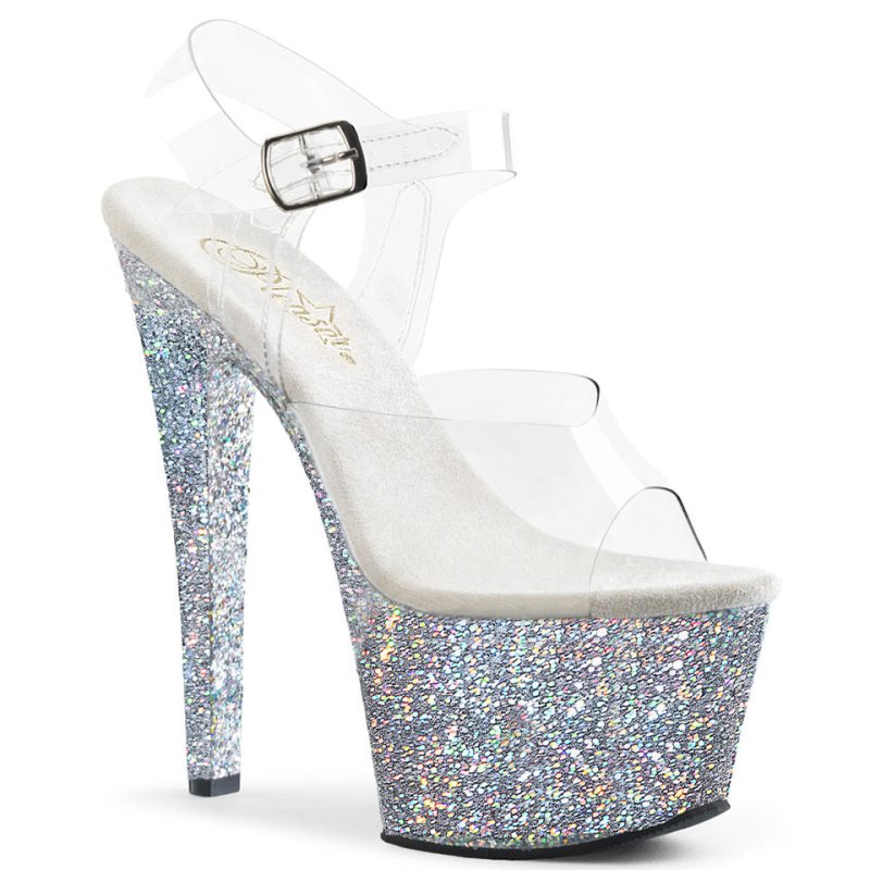 Pleaser Sky-308LG Donna Scarpe Pole Dance Argento | ITALIA ITFSYJVN