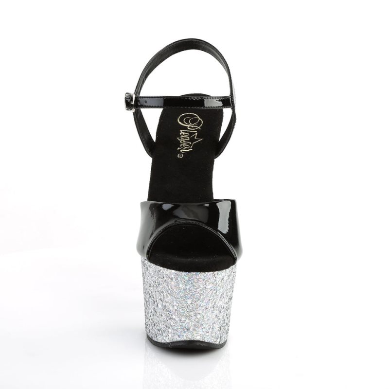Pleaser Sky-309LG Donna Scarpe Pole Dance Nere Argento | ITALIA ITLFOPZA