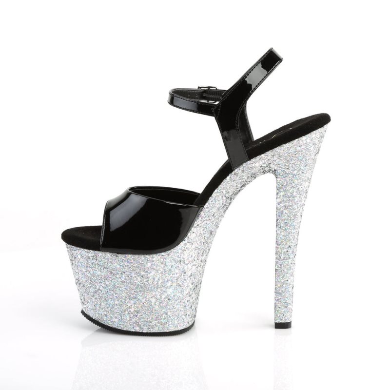 Pleaser Sky-309LG Donna Scarpe Pole Dance Nere Argento | ITALIA ITLFOPZA