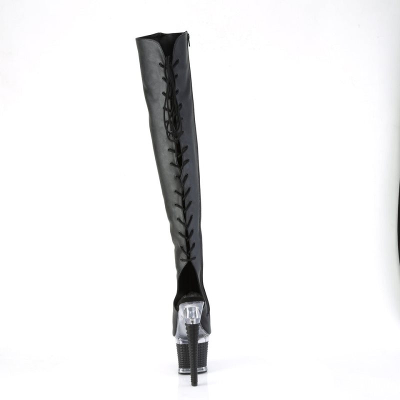 Pleaser Spectator-3019 Vegan Leather Donna Scarpe Pole Dance Nere | ITALIA ITZKTSDI