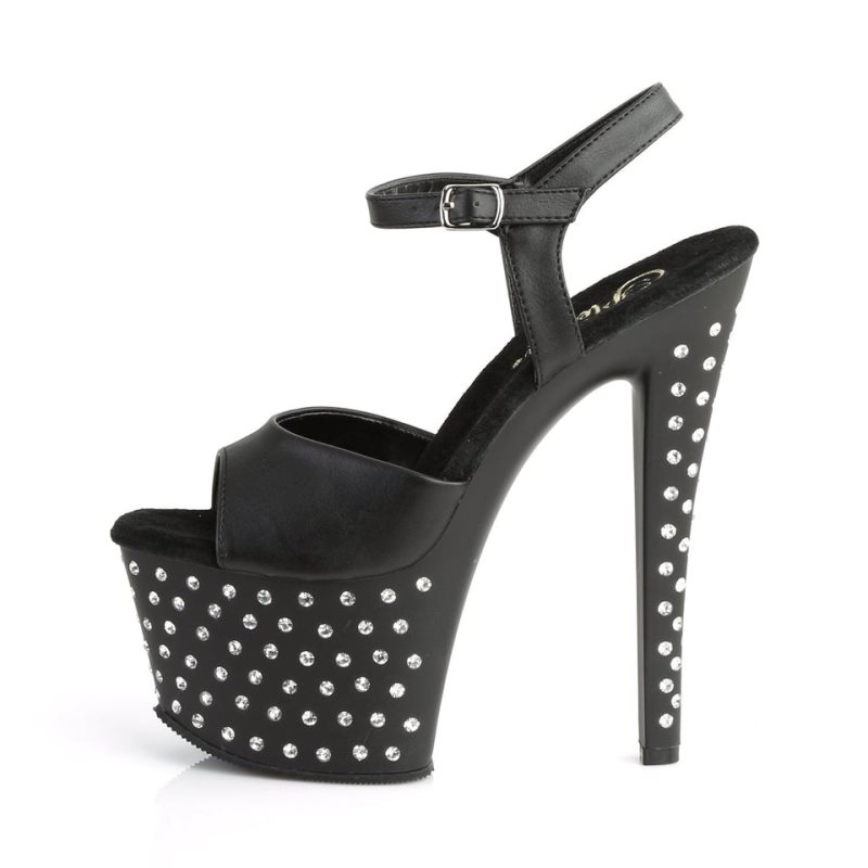 Pleaser Stardust-709 Vegan Leather Donna Scarpe Pole Dance Nere | ITALIA ITSERPWV