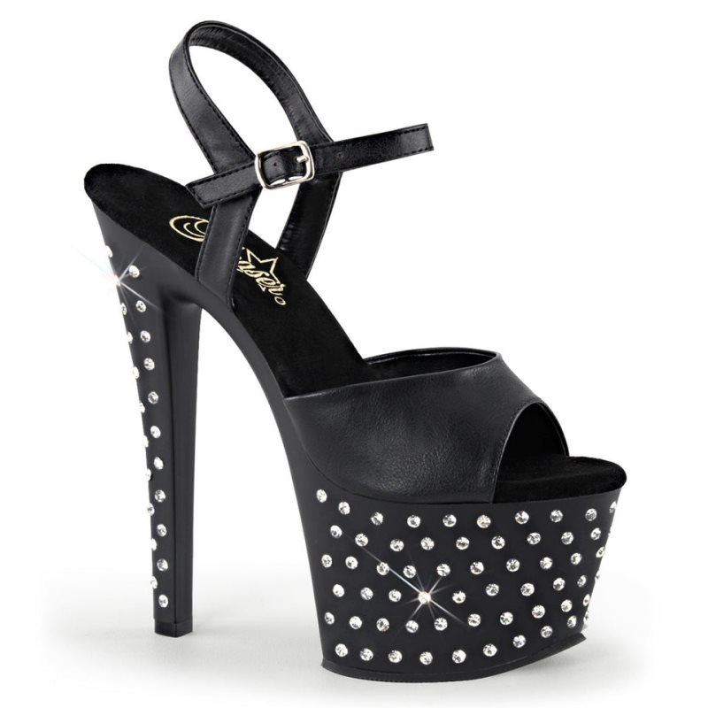 Pleaser Stardust-709 Vegan Leather Donna Scarpe Pole Dance Nere | ITALIA ITSERPWV
